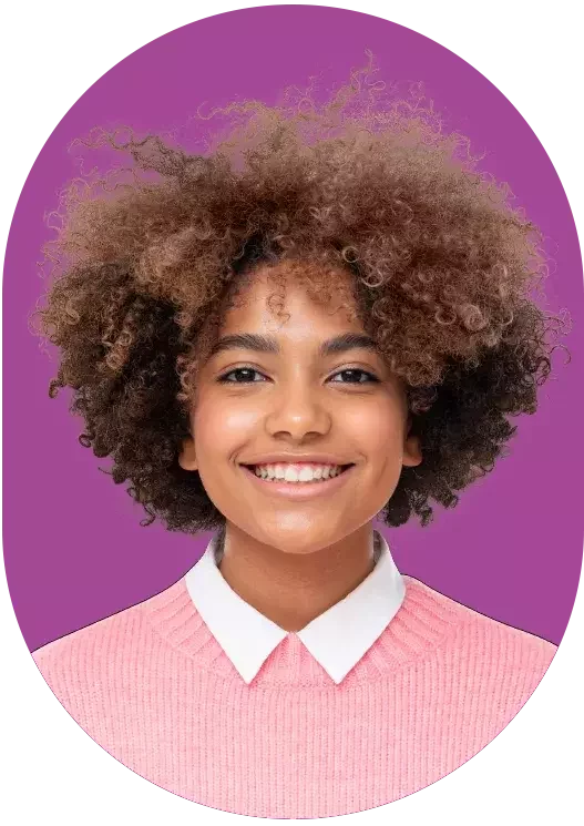 Child on purple background